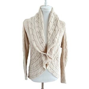 Open front cableknit sweater size large